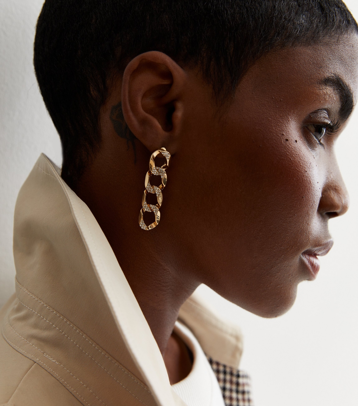 Gold Diamante Chain Drop Earrings New Glance
