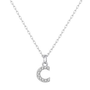 Pave Preliminary Necklace Letter C Created with Zircondia® Crystals