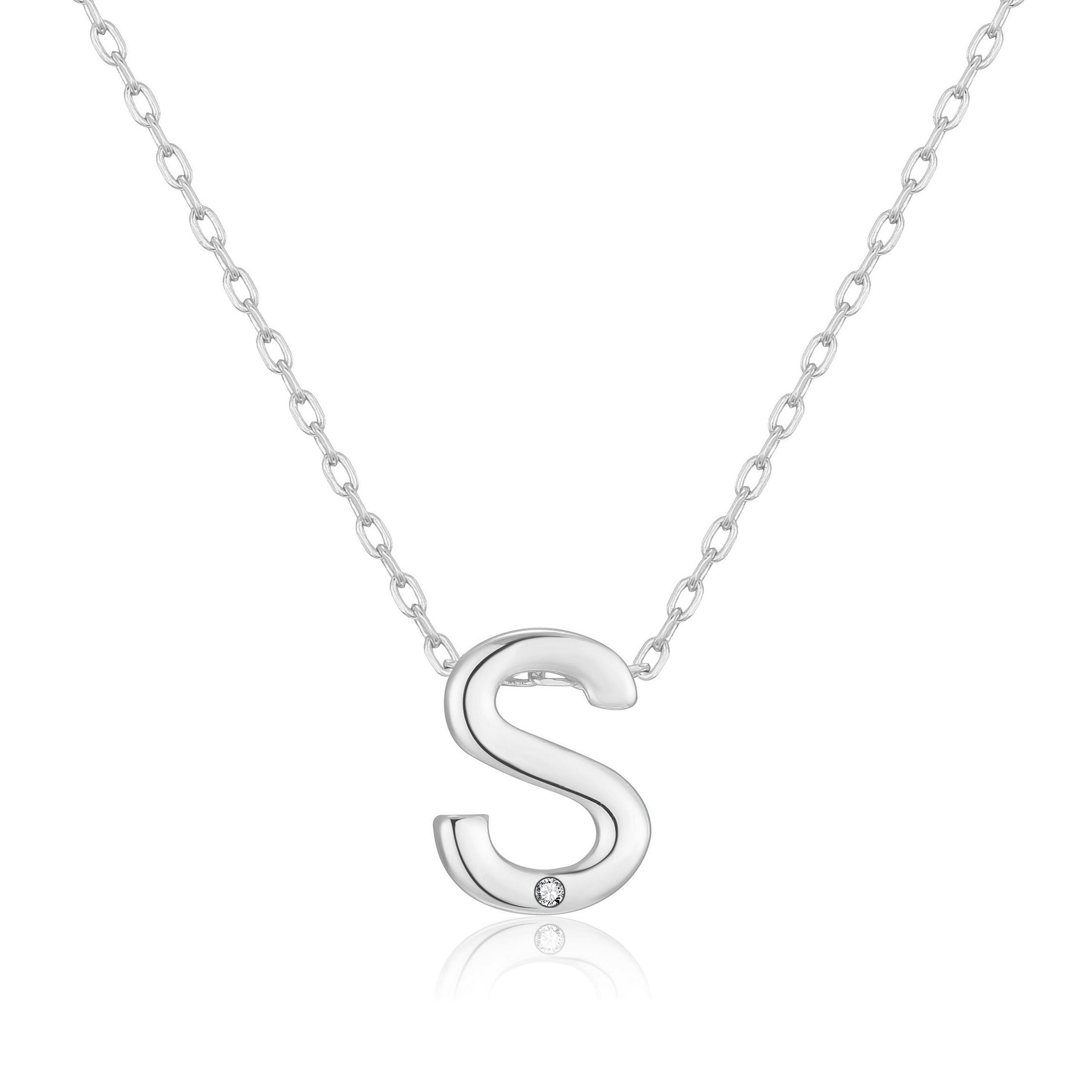 Preliminary Necklace Letter S Created with Zircondia® Crystals