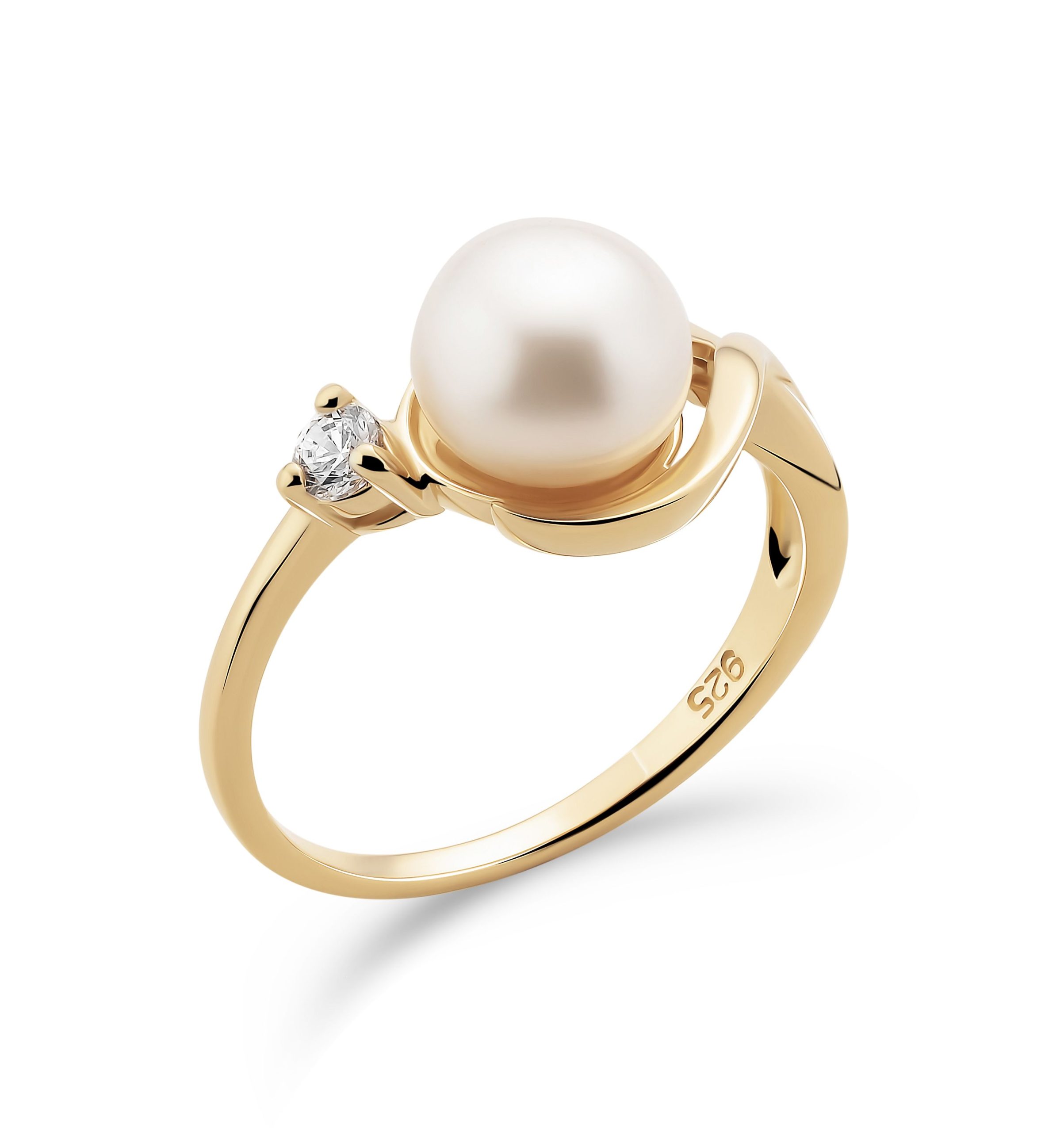 Orphelia WoMens 925 Sterling Silver Ring - Gold ZR-7473 - Size R 1/2