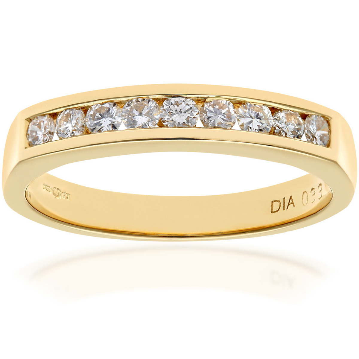 Diamant L'Eternel Womens 18ct Yellow Gold Certified 0.33ct IJ/I Diamond Channel Set Half Eternity Ring - Size M