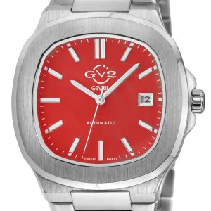 Gv2 Automatic Mens Potente Swiss Red Dial 316L Stainless Steel Luminous Watch – Silver – One Size
