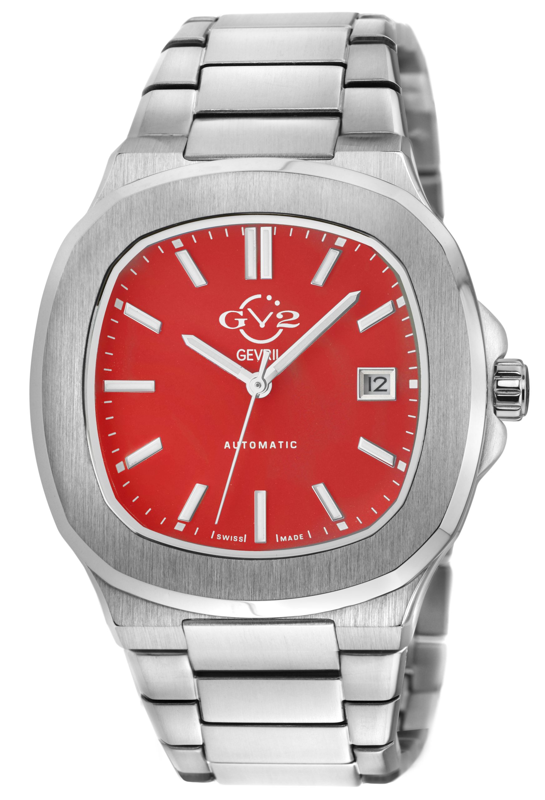 Gv2 Automatic Mens Potente Swiss Red Dial 316L Stainless Steel Luminous Watch - Silver - One Size