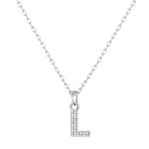 Pave Preliminary Necklace Letter L Created with Zircondia® Crystals