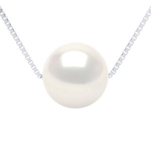 Ateliers Saint Germain Womens Necklace Real Cultured Freshwater Pearl Round 9-10 mm – White White Gold – One Size