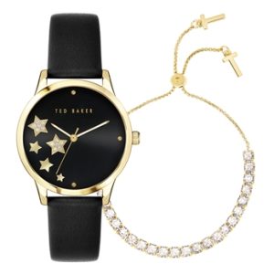 Ted Baker Black + Gold Crystal Stars Watch Present Set – Gold