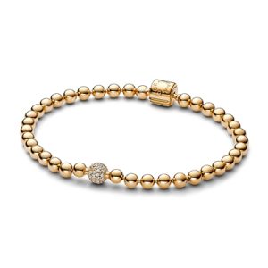 Pandora Gold Beads & Pavé & Bracelet – 17cm