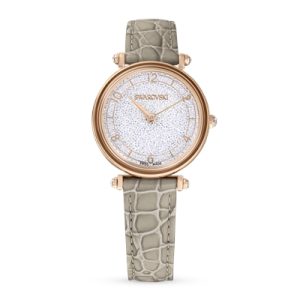 Swarovski Crystalline Surprise Beige Leather-based Rose Gold Tone Watch