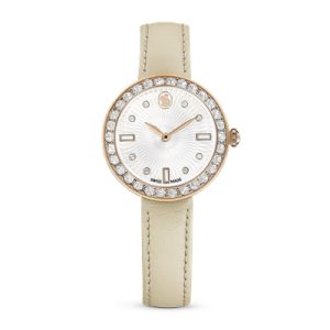 Swarovski Certa Rose Gold Swiss Made Beige Leather-based Bracelet Watch