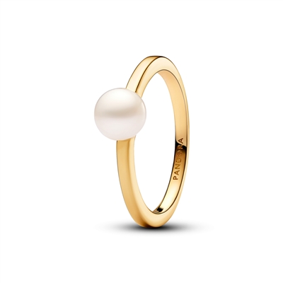 Pandora Handled Freshwater Cultured Pearl Gold Ring - 54 Pandora Ring