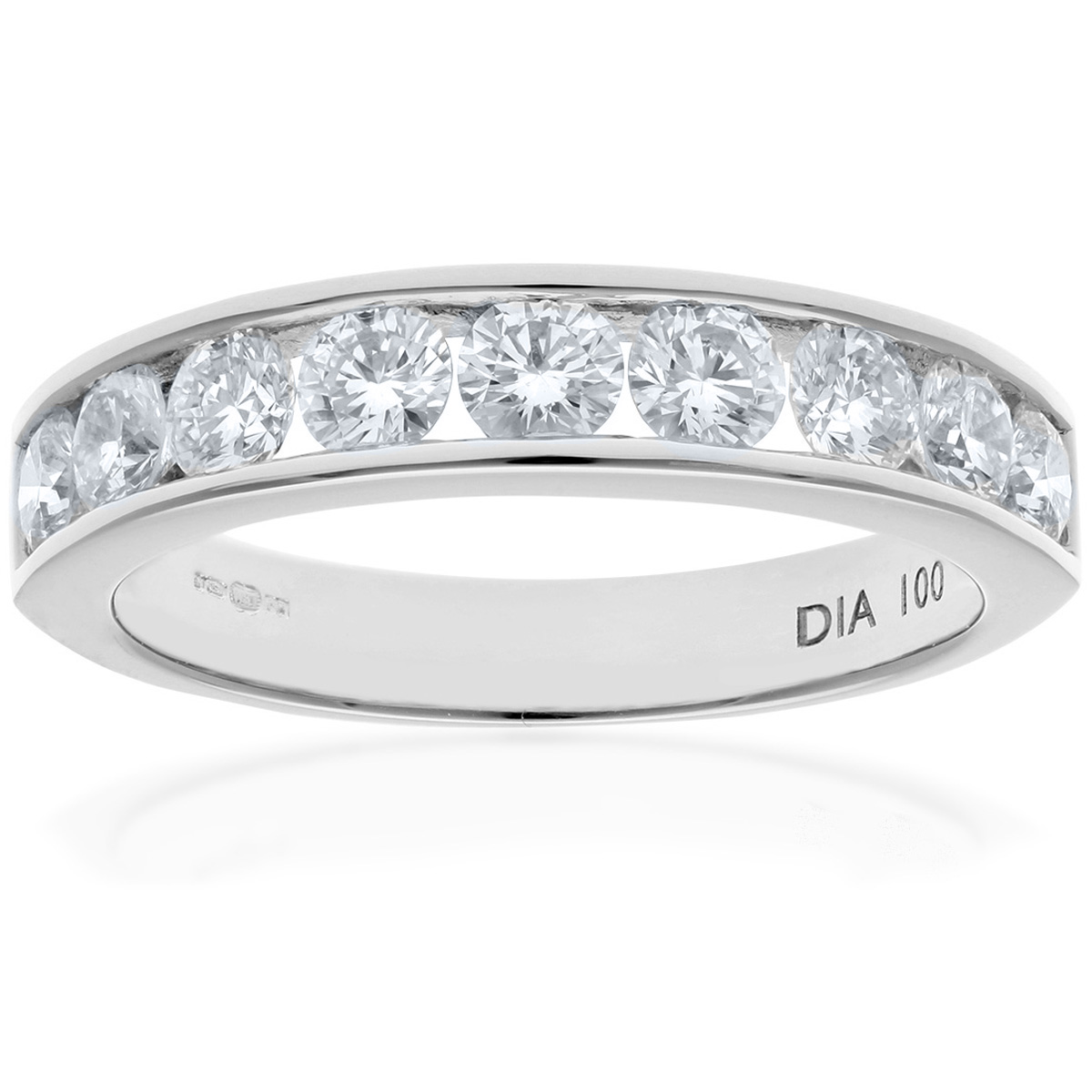 Diamant L'Eternel Womens 18ct White Gold 1ct Certified IJ/I Diamond Channel Set Half Eternity Ring - Size L