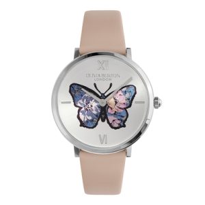 Olivia Burton Signature Butterfly Red Leather-based Watch