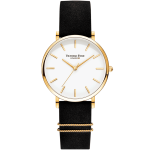 Victoria Hyde London Womens Watch Seven Sisters Classic Leather, black white – Black/Gold Stainless Steel – One Size