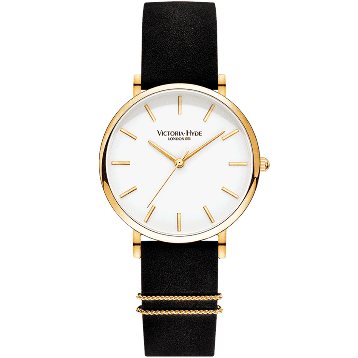 Victoria Hyde London Womens Watch Seven Sisters Classic Leather, black white - Black/Gold Stainless Steel - One Size