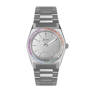 Accurist Girls’s Beginning Rainbow Stone Set Silver Watch – Silver