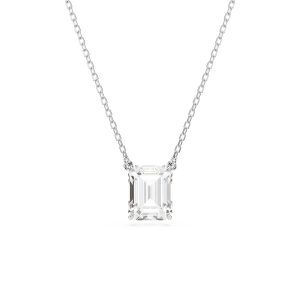 Swarovski Stilla Rhodium Plated Octagon Lower Crystal Pendant