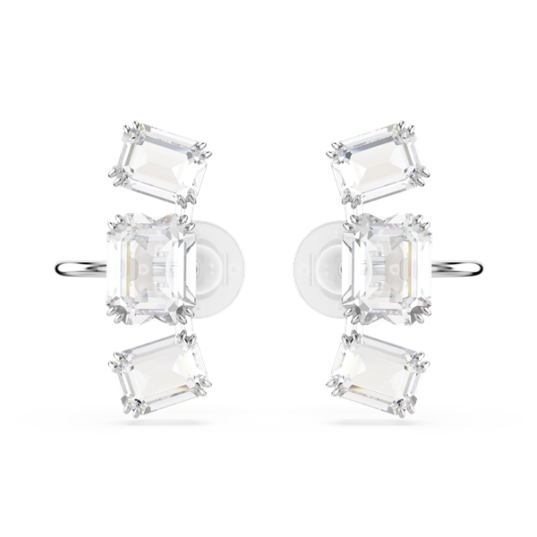 Swarovski Millenia Rhodium Plated Octagonal Lower Clip On Earrings