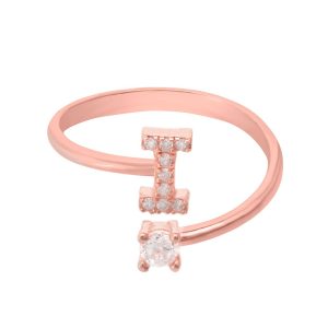 Latelita Womens Initial Ring Rosegold I – Pink Sterling Silver – One Size