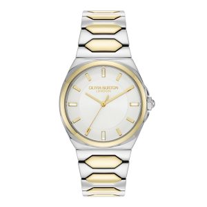 Olivia Burton Lustre Honeycomb Hyperlink Silver and Gold Watch