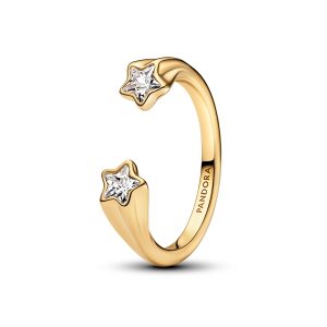 Pandora Gold Capturing Stars Open Ring – 58