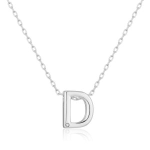 Preliminary Necklace Letter D Created with Zircondia® Crystals