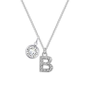 Pave Preliminary B Necklace with Birthstone Appeal Created with Zircondia® Crystals