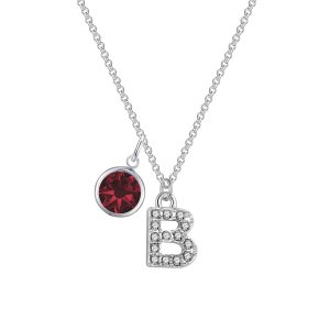 Pave Preliminary B Necklace with Birthstone Attraction Created with Zircondia® Crystals