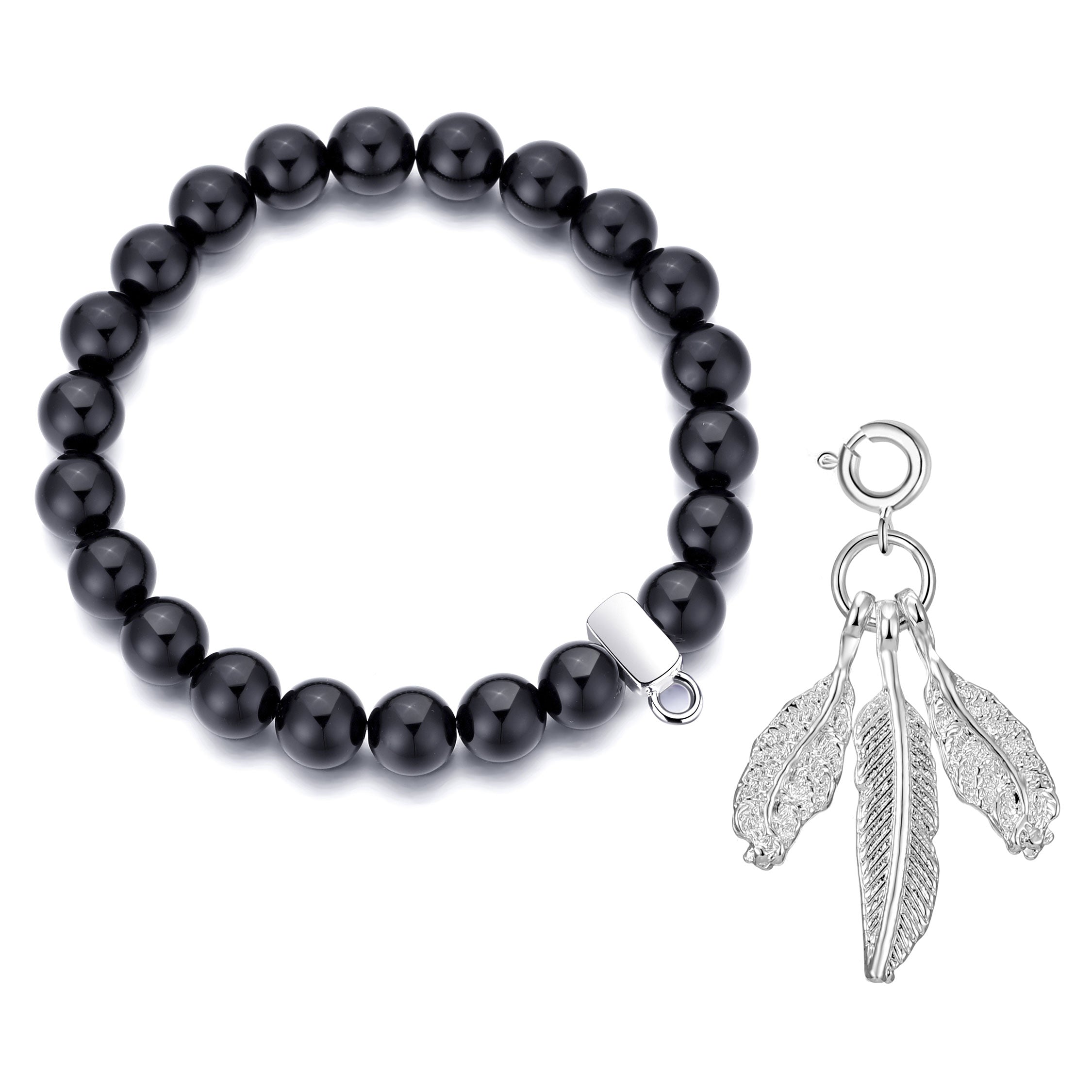Black Onyx Gemstone Stretch Bracelet with Allure Created with Zircondia® Crystals