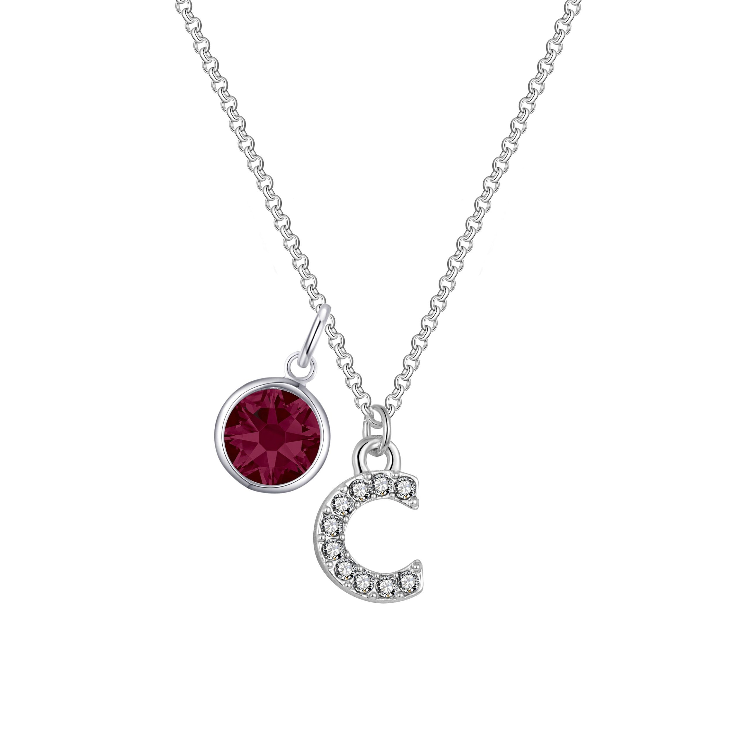 Pave Preliminary C Necklace with Birthstone Allure Created with Zircondia® Crystals