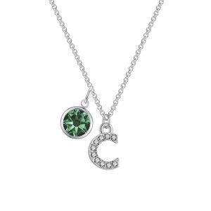 Pave Preliminary C Necklace with Birthstone Allure Created with Zircondia® Crystals