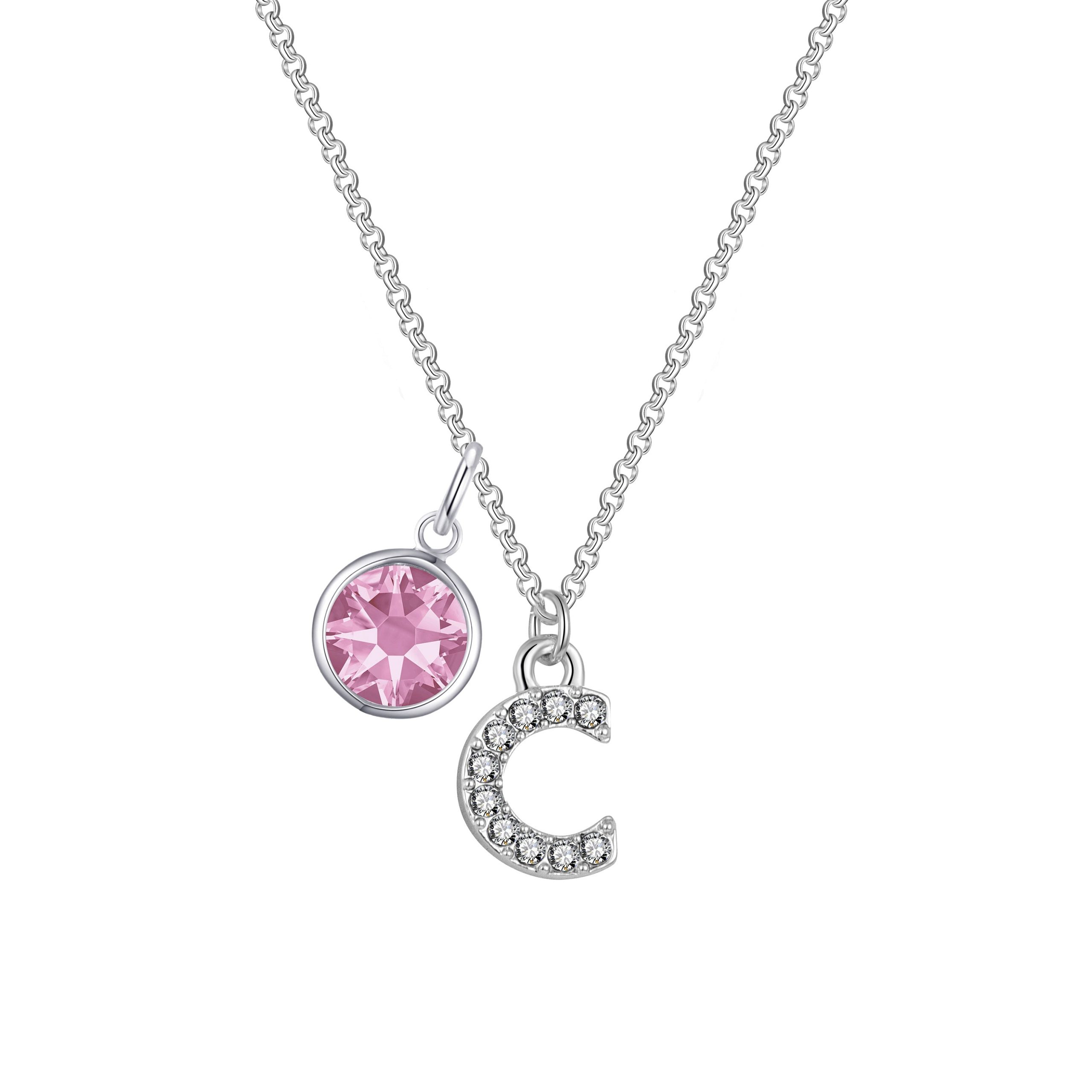 Pave Preliminary C Necklace with Birthstone Allure Created with Zircondia® Crystals