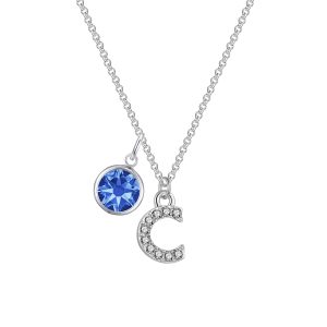 Pave Preliminary C Necklace with Birthstone Allure Created with Zircondia® Crystals