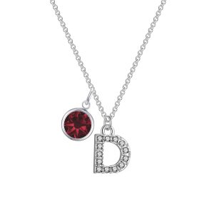 Pave Preliminary D Necklace with Birthstone Attraction Created with Zircondia® Crystals