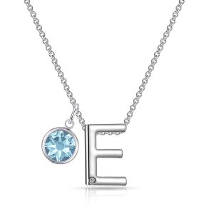 Preliminary E Necklace with Birthstone Attraction Created with Zircondia® Crystals