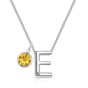 Preliminary E Necklace with Birthstone Allure Created with Zircondia® Crystals