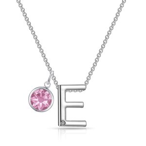 Preliminary E Necklace with Birthstone Attraction Created with Zircondia® Crystals