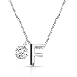 Preliminary F Necklace with Birthstone Attraction Created with Zircondia® Crystals