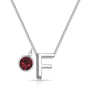 Preliminary F Necklace with Birthstone Appeal Created with Zircondia® Crystals