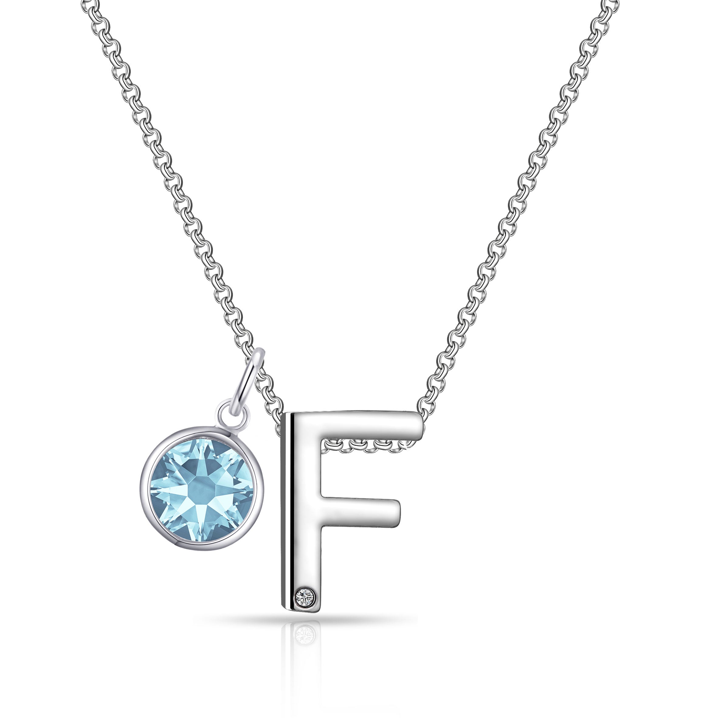 Preliminary F Necklace with Birthstone Appeal Created with Zircondia® Crystals