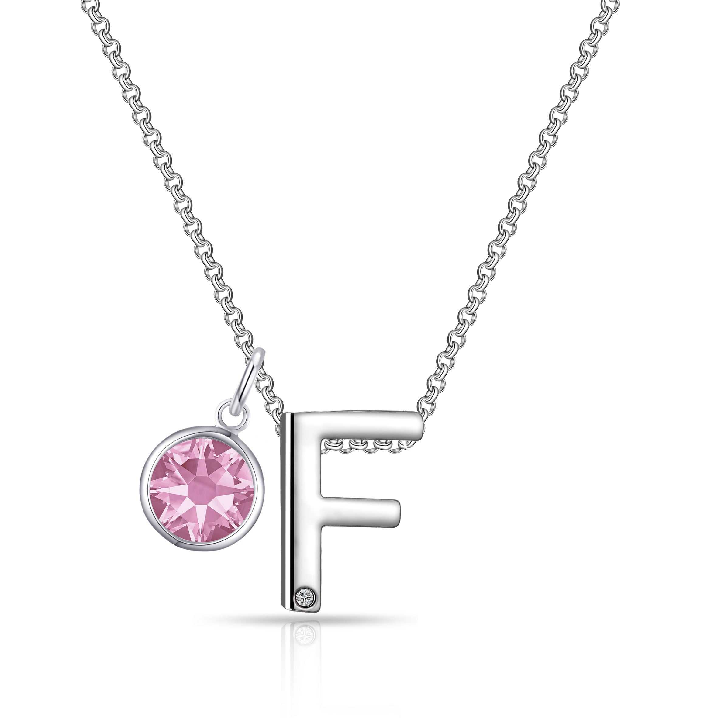 Preliminary F Necklace with Birthstone Appeal Created with Zircondia® Crystals