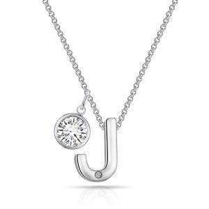 Preliminary J Necklace with Birthstone Appeal Created with Zircondia® Crystals