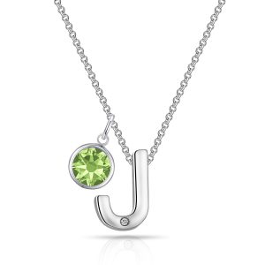 Preliminary J Necklace with Birthstone Appeal Created with Zircondia® Crystals
