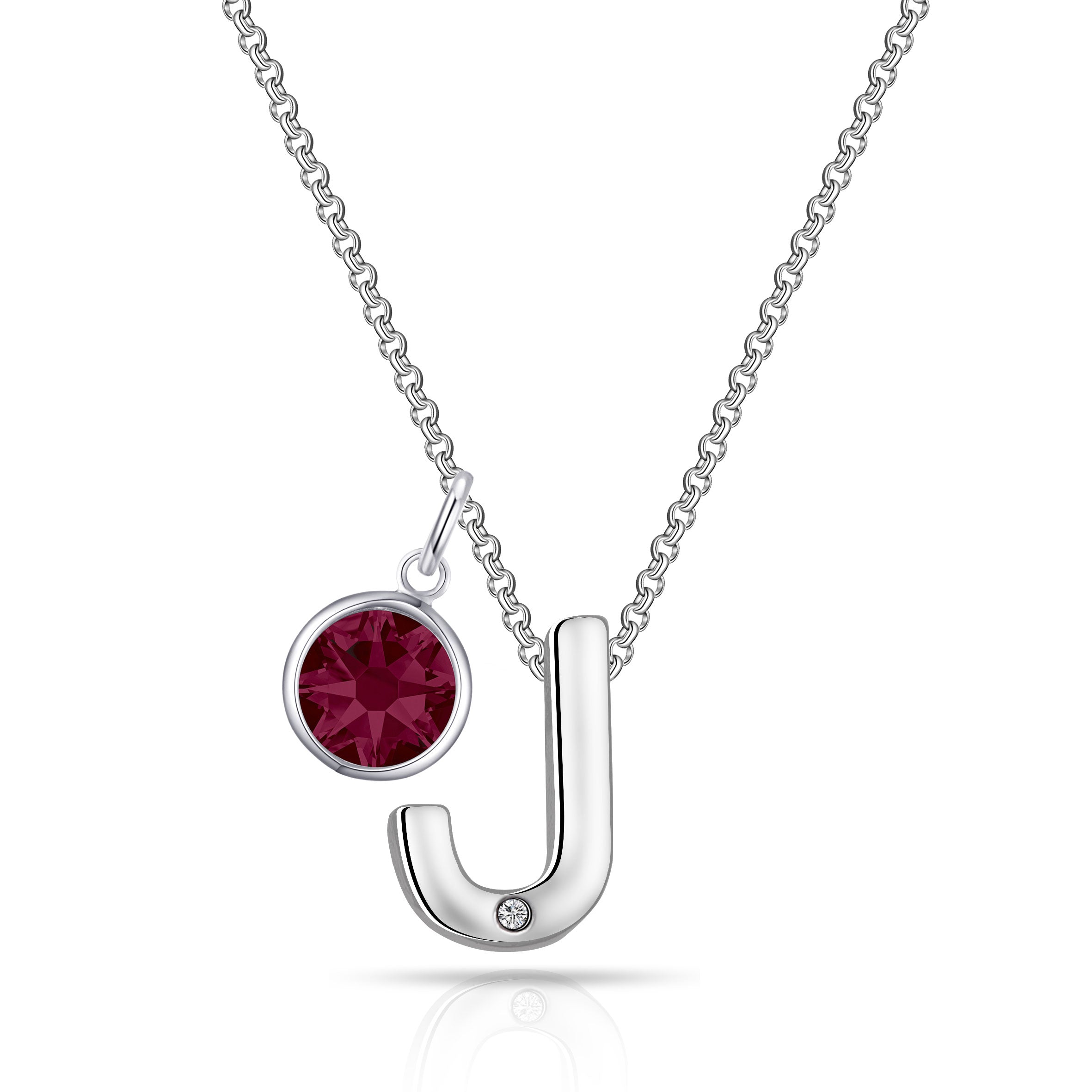 Preliminary J Necklace with Birthstone Attraction Created with Zircondia® Crystals