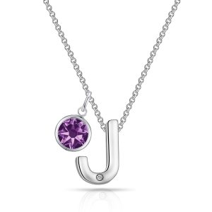 Preliminary J Necklace with Birthstone Allure Created with Zircondia® Crystals