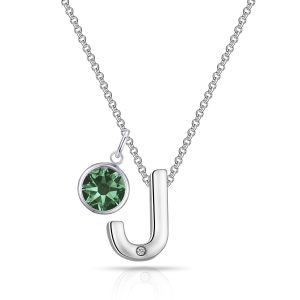Preliminary J Necklace with Birthstone Appeal Created with Zircondia® Crystals