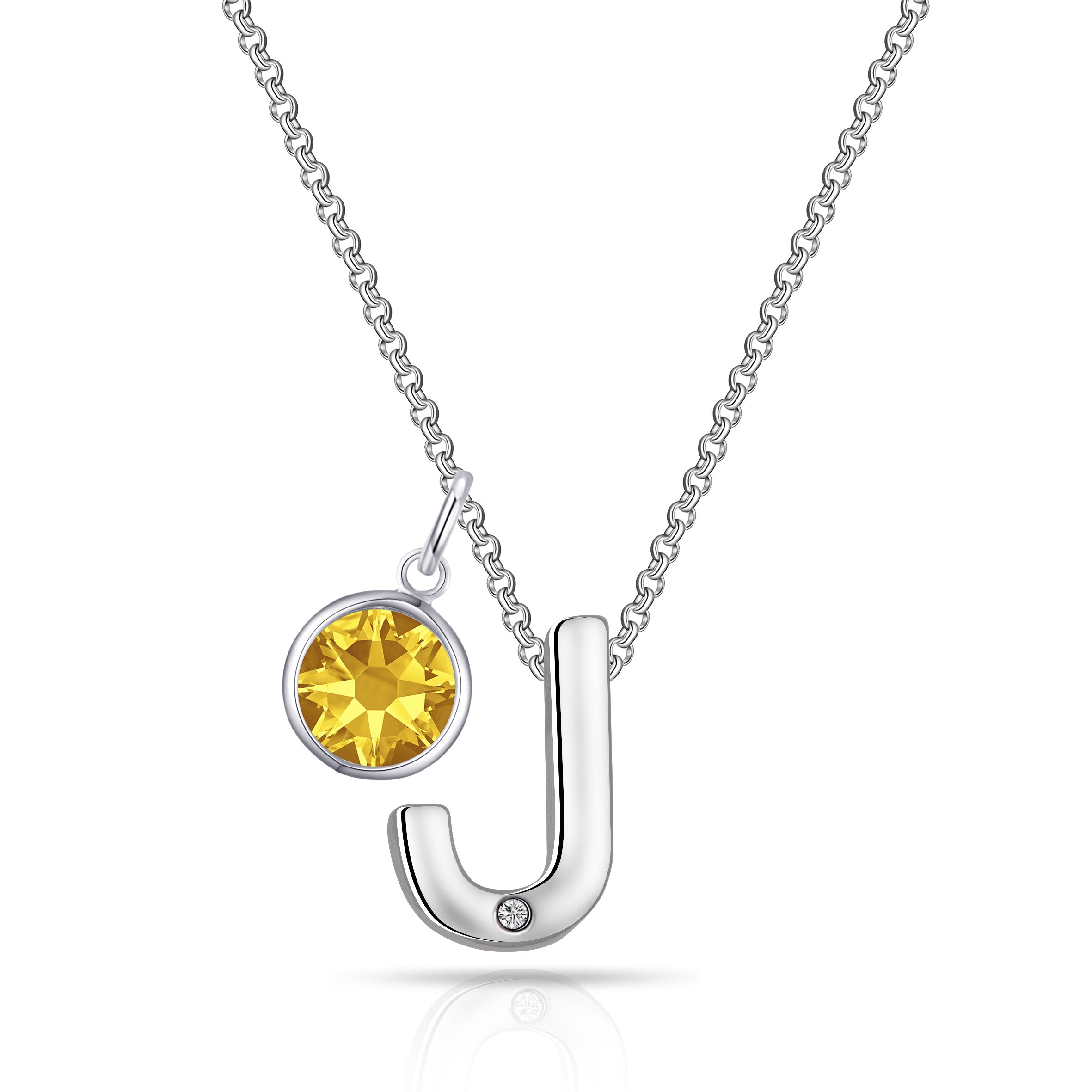 Preliminary J Necklace with Birthstone Allure Created with Zircondia® Crystals