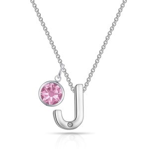 Preliminary J Necklace with Birthstone Appeal Created with Zircondia® Crystals