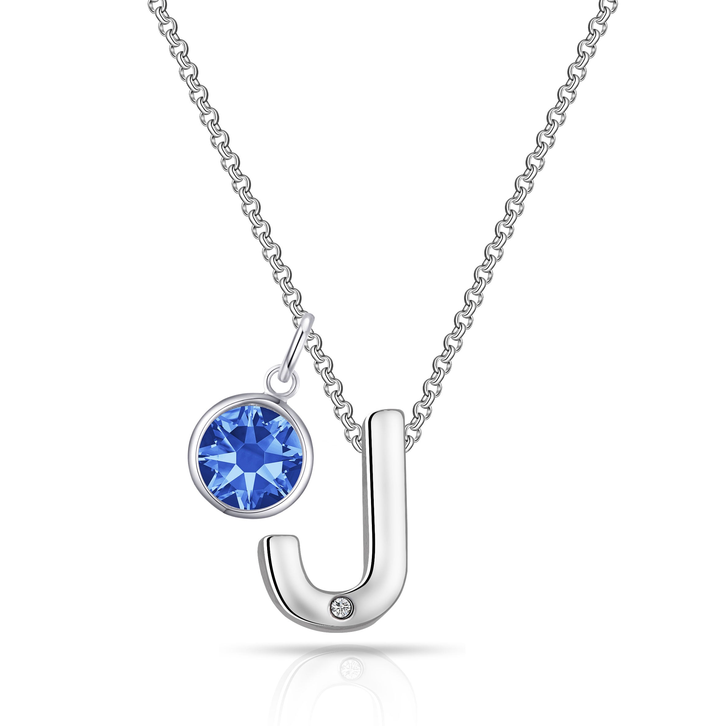 Preliminary J Necklace with Birthstone Appeal Created with Zircondia® Crystals