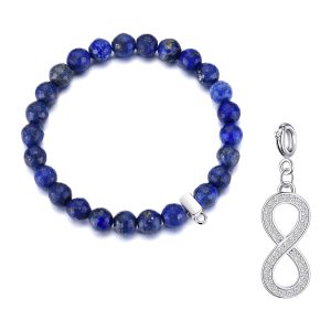 Faceted Lapis Gemstone Stretch Bracelet with Allure Created with Zircondia® Crystals