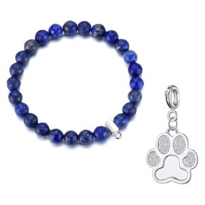 Faceted Lapis Gemstone Stretch Bracelet with Allure Created with Zircondia® Crystals